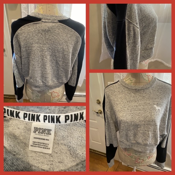 PINK Victoria's Secret Tops - Like New Pink Victoria Secret Cropped Sweatshirt